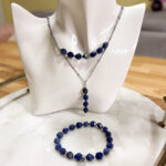 Zestaw łańcuszków z lapis lazuli i hematytem kamienie 7-8mm lub 5-6mm.