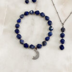 Bransoletka z lapis lazuli i hematytem z zawieszką lub bez 7-8mm